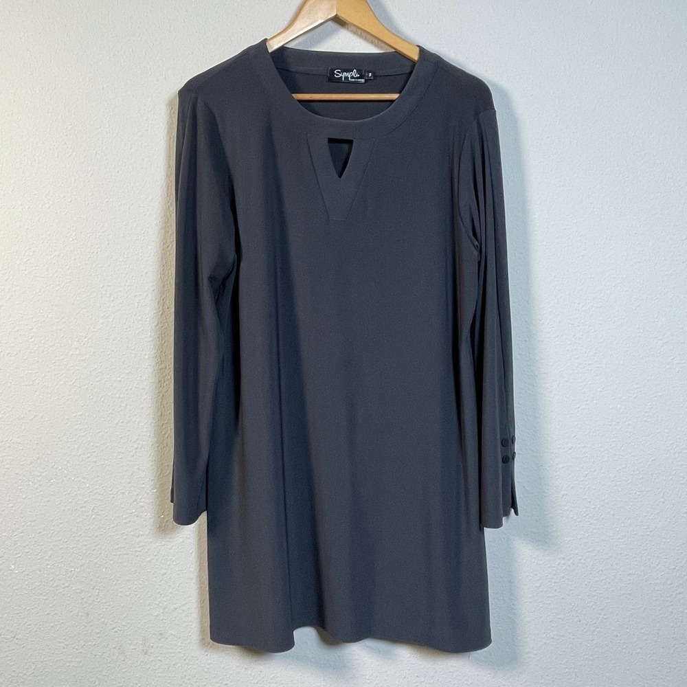 Sympli Tunic Dress Top Womens 14 Grey Long Sleeve‎ Keyhole Cutout Canada